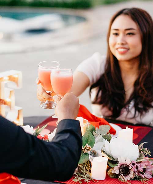 Embraced and Romantic Dinner